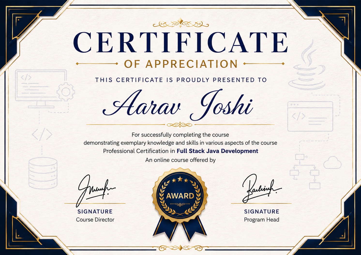 Full Stack Java Development Certificate